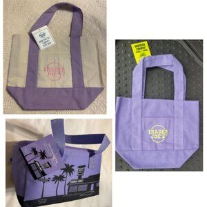Bundle Set of 3 Purple Trader Joe's Mini Tote Bags! NWT!